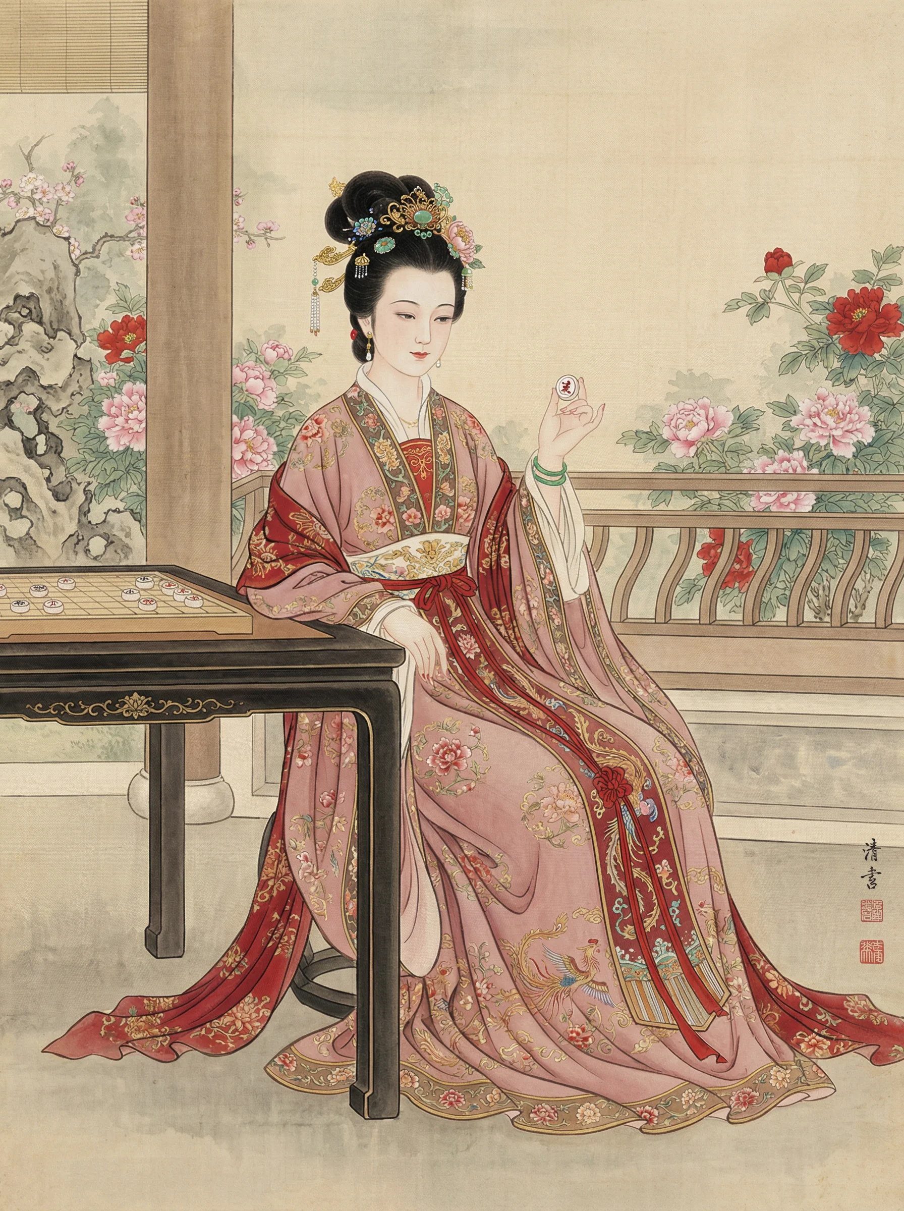 宫廷仕女弈棋图 - ky棋牌 后宫佳丽